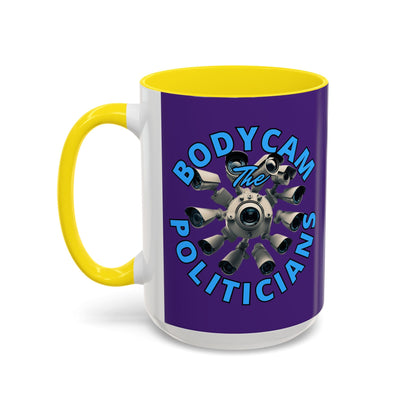 Bodycam the Politicians Cameras Purple Accent Mug by cypherpunkgear.com – cypherpunkgear.com | Cypherpunk Merch
