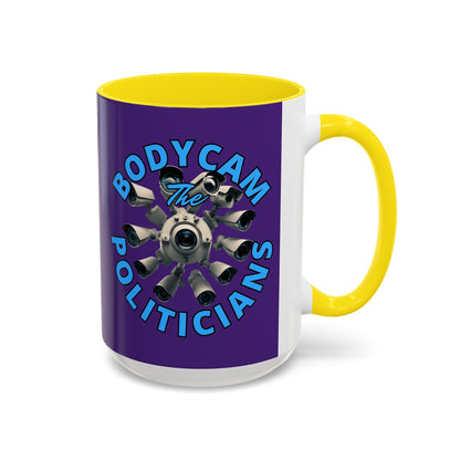 Bodycam the Politicians Cameras Purple Accent Mug by cypherpunkgear.com – cypherpunkgear.com | Cypherpunk Merch