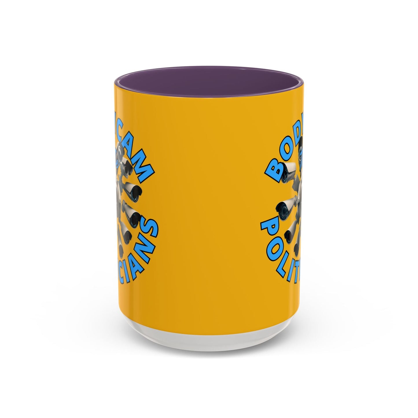 Bodycam the Politicians Cameras Yellow Accent Mug by cypherpunkgear.com – cypherpunkgear.com | Cypherpunk Merch