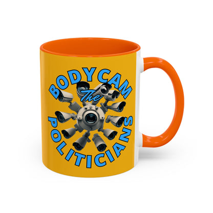 Bodycam the Politicians Cameras Yellow Accent Mug by cypherpunkgear.com – cypherpunkgear.com | Cypherpunk Merch