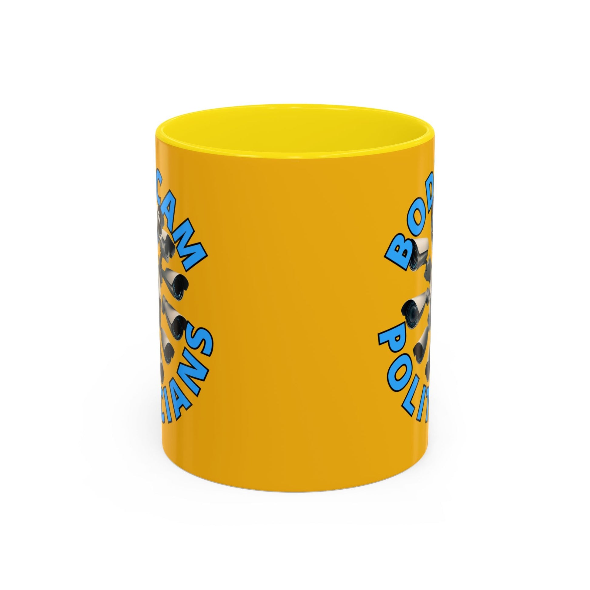 Bodycam the Politicians Cameras Yellow Accent Mug by cypherpunkgear.com – cypherpunkgear.com | Cypherpunk Merch