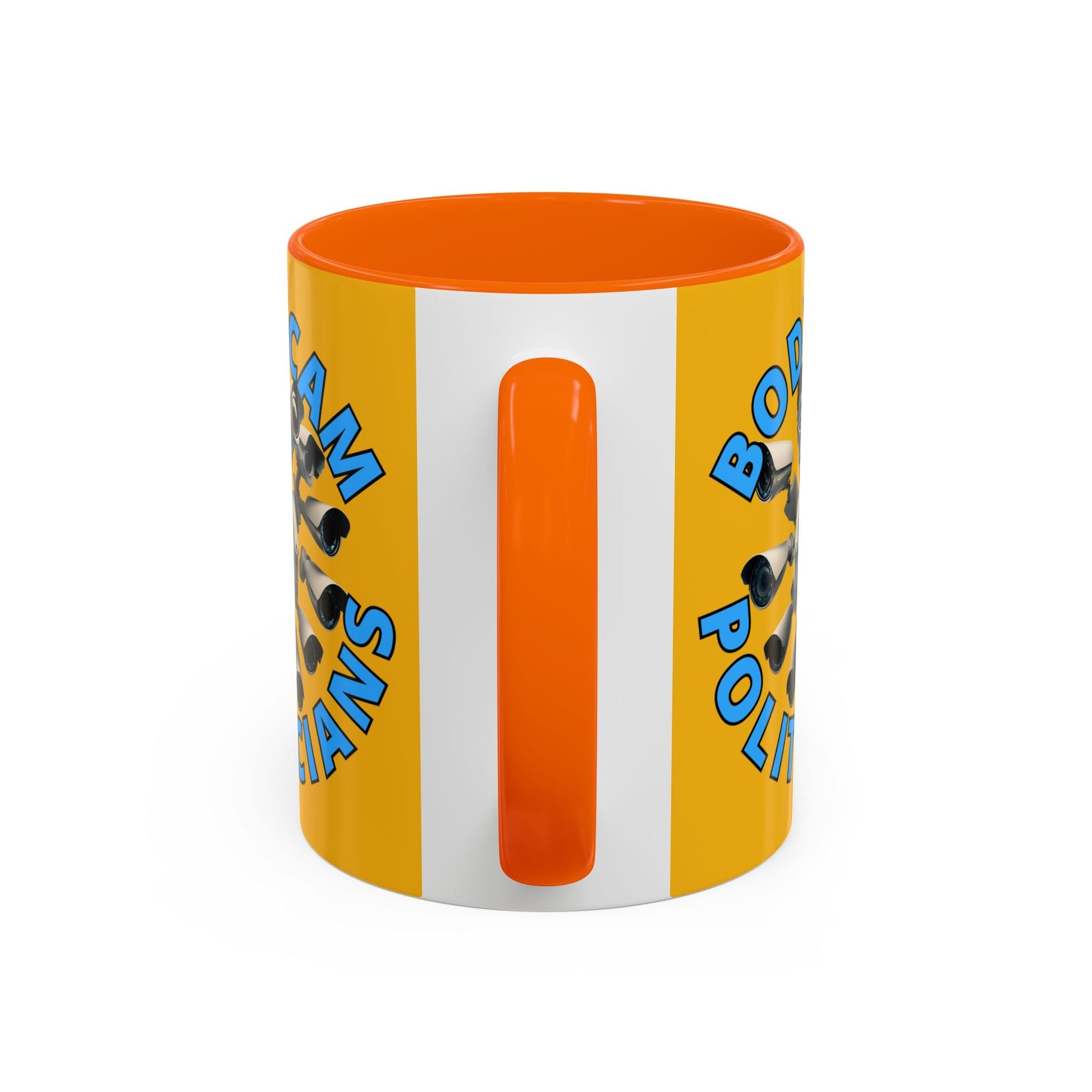 Bodycam the Politicians Cameras Yellow Accent Mug by cypherpunkgear.com – cypherpunkgear.com | Cypherpunk Merch