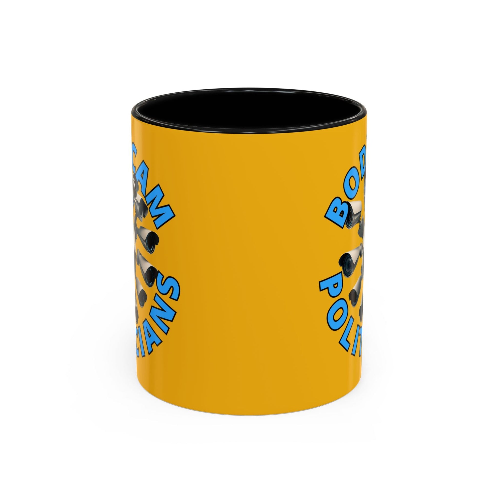 Bodycam the Politicians Cameras Yellow Accent Mug by cypherpunkgear.com – cypherpunkgear.com | Cypherpunk Merch