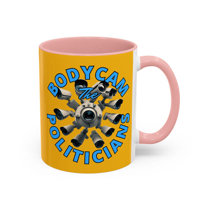 Bodycam the Politicians Cameras Yellow Accent Mug by cypherpunkgear.com – cypherpunkgear.com | Cypherpunk Merch