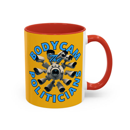 Bodycam the Politicians Cameras Yellow Accent Mug by cypherpunkgear.com – cypherpunkgear.com | Cypherpunk Merch
