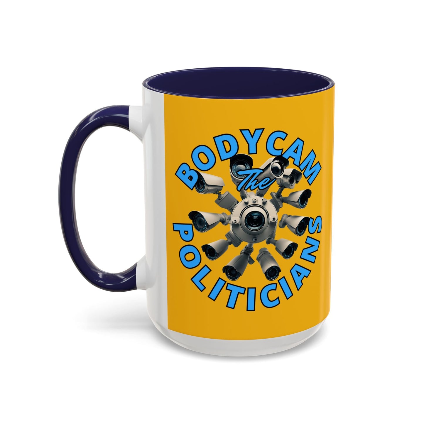 Bodycam the Politicians Cameras Yellow Accent Mug by cypherpunkgear.com – cypherpunkgear.com | Cypherpunk Merch