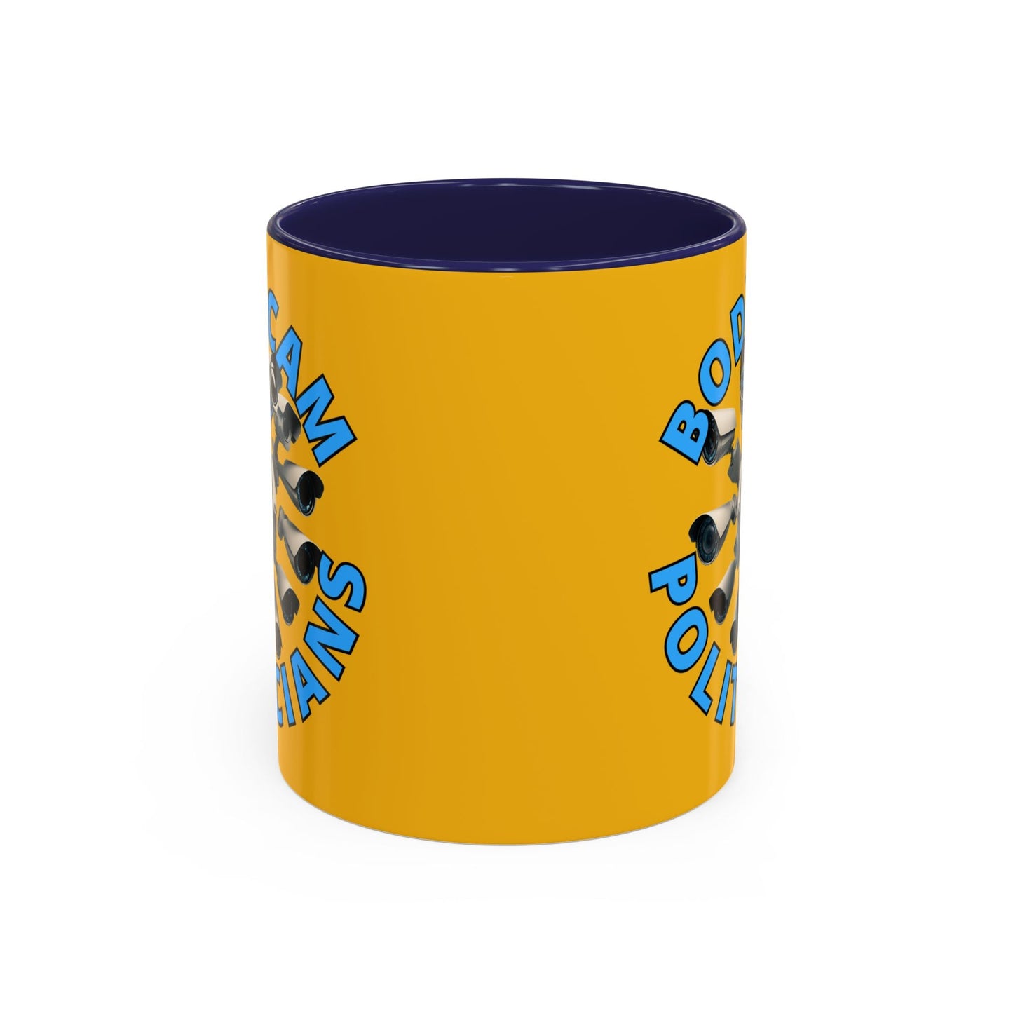 Bodycam the Politicians Cameras Yellow Accent Mug by cypherpunkgear.com – cypherpunkgear.com | Cypherpunk Merch