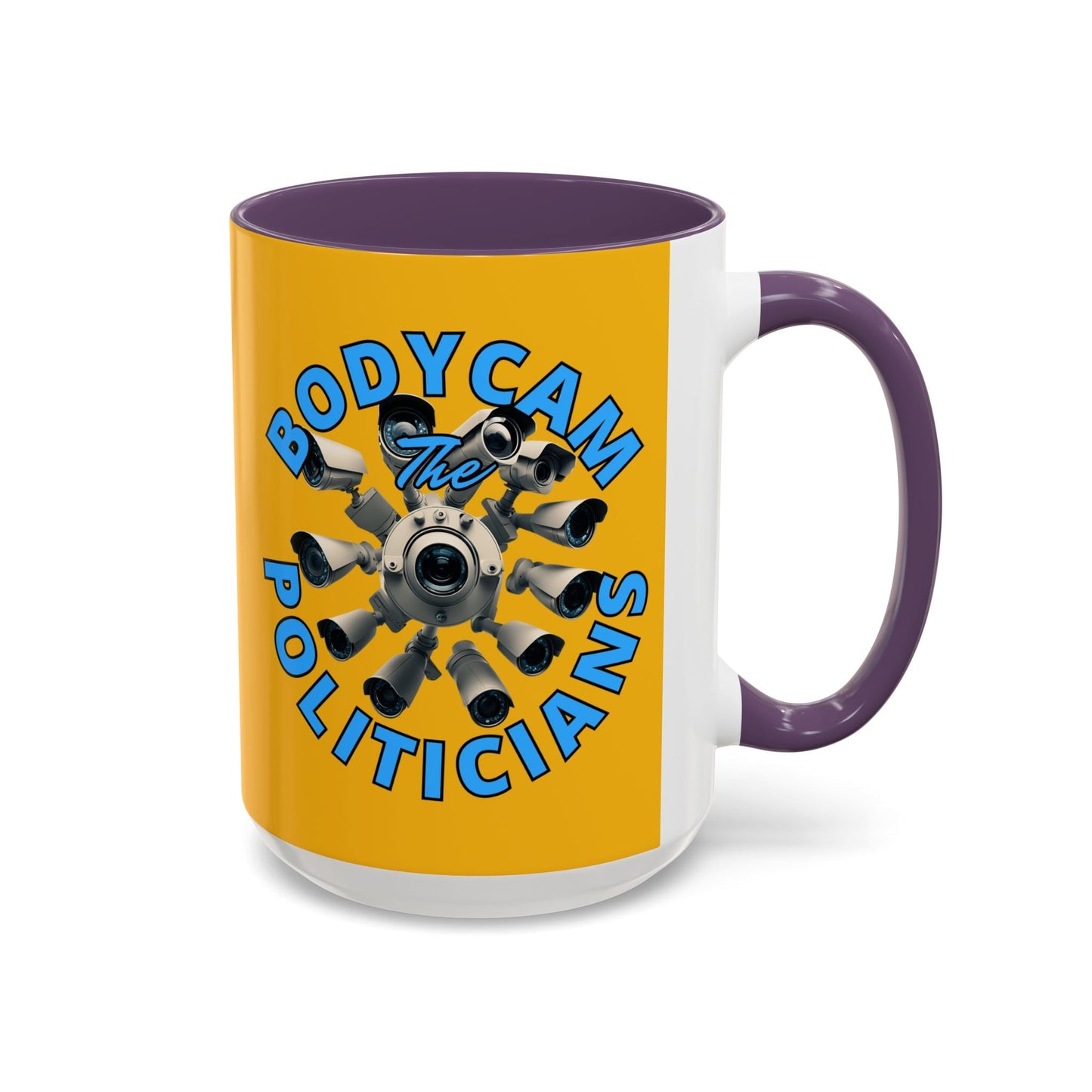 Bodycam the Politicians Cameras Yellow Accent Mug by cypherpunkgear.com – cypherpunkgear.com | Cypherpunk Merch
