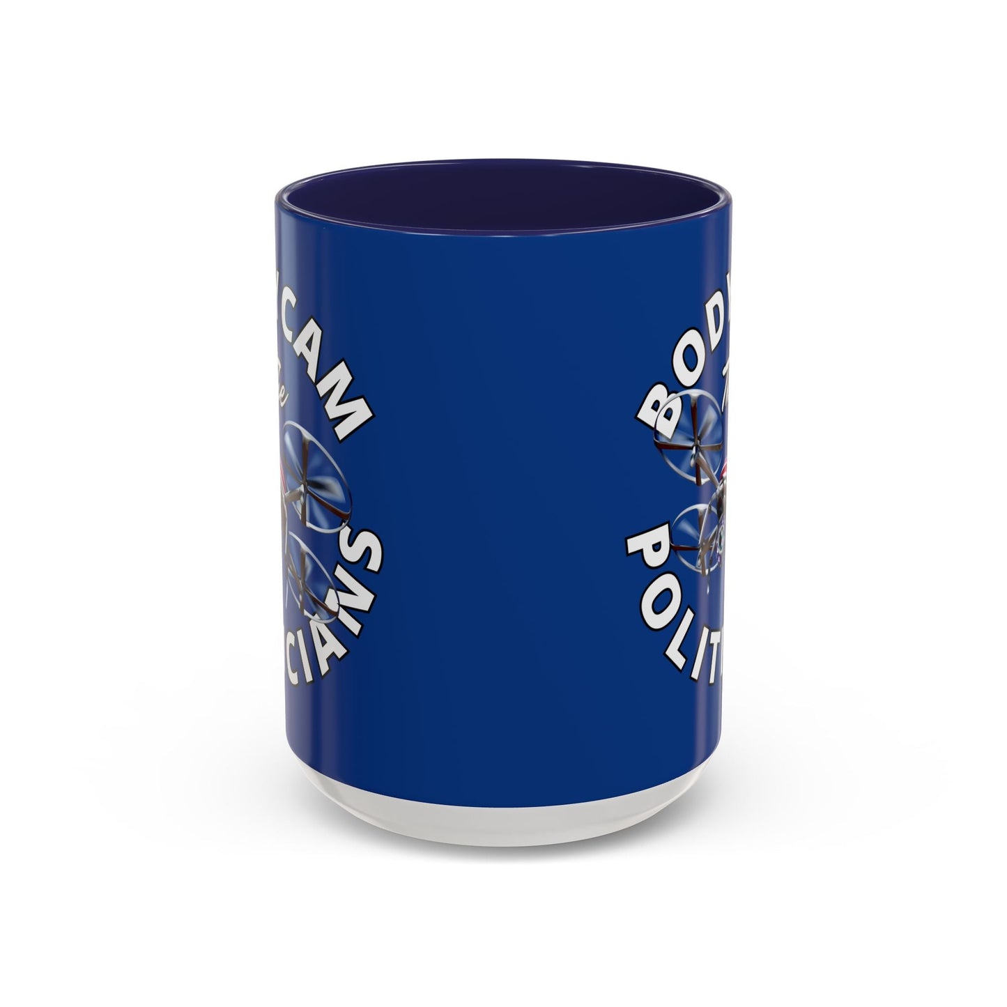 Bodycam the Politicians Drone Blue Accent Mug by cypherpunkgear.com – cypherpunkgear.com | Cypherpunk Merch