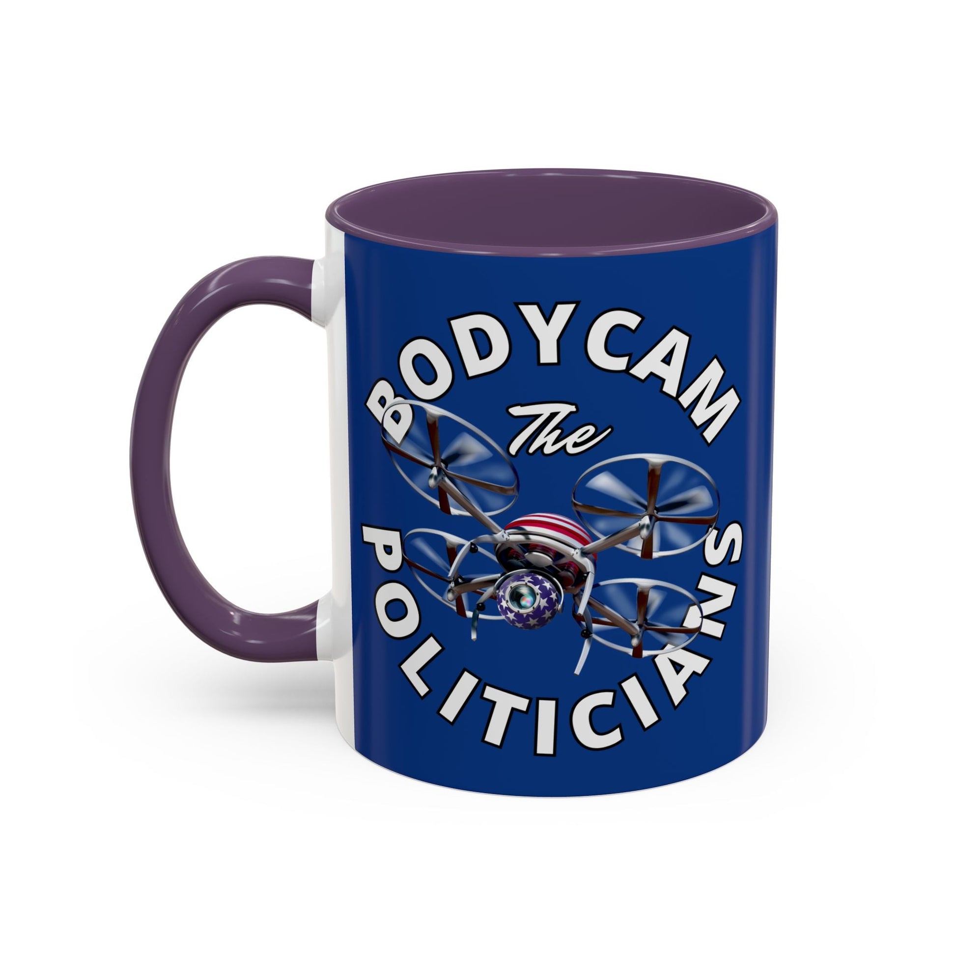 Bodycam the Politicians Drone Blue Accent Mug by cypherpunkgear.com – cypherpunkgear.com | Cypherpunk Merch