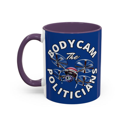 Bodycam the Politicians Drone Blue Accent Mug by cypherpunkgear.com – cypherpunkgear.com | Cypherpunk Merch