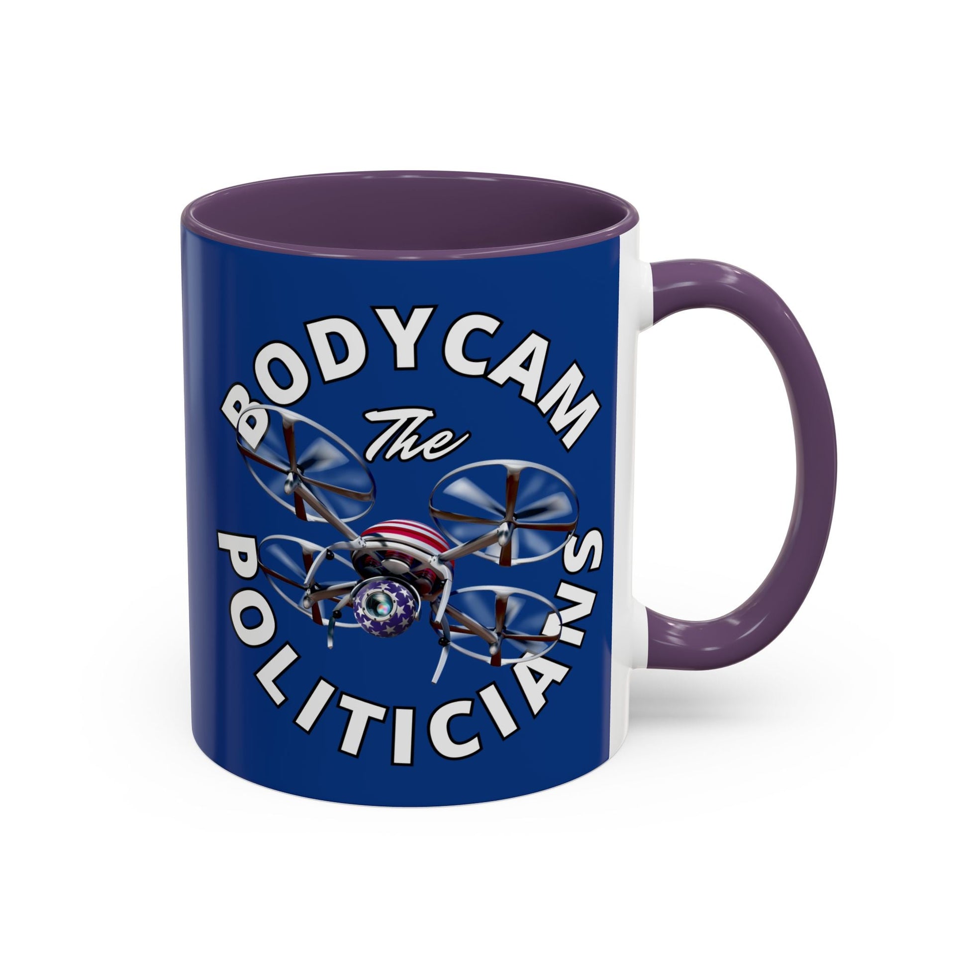 Bodycam the Politicians Drone Blue Accent Mug by cypherpunkgear.com – cypherpunkgear.com | Cypherpunk Merch