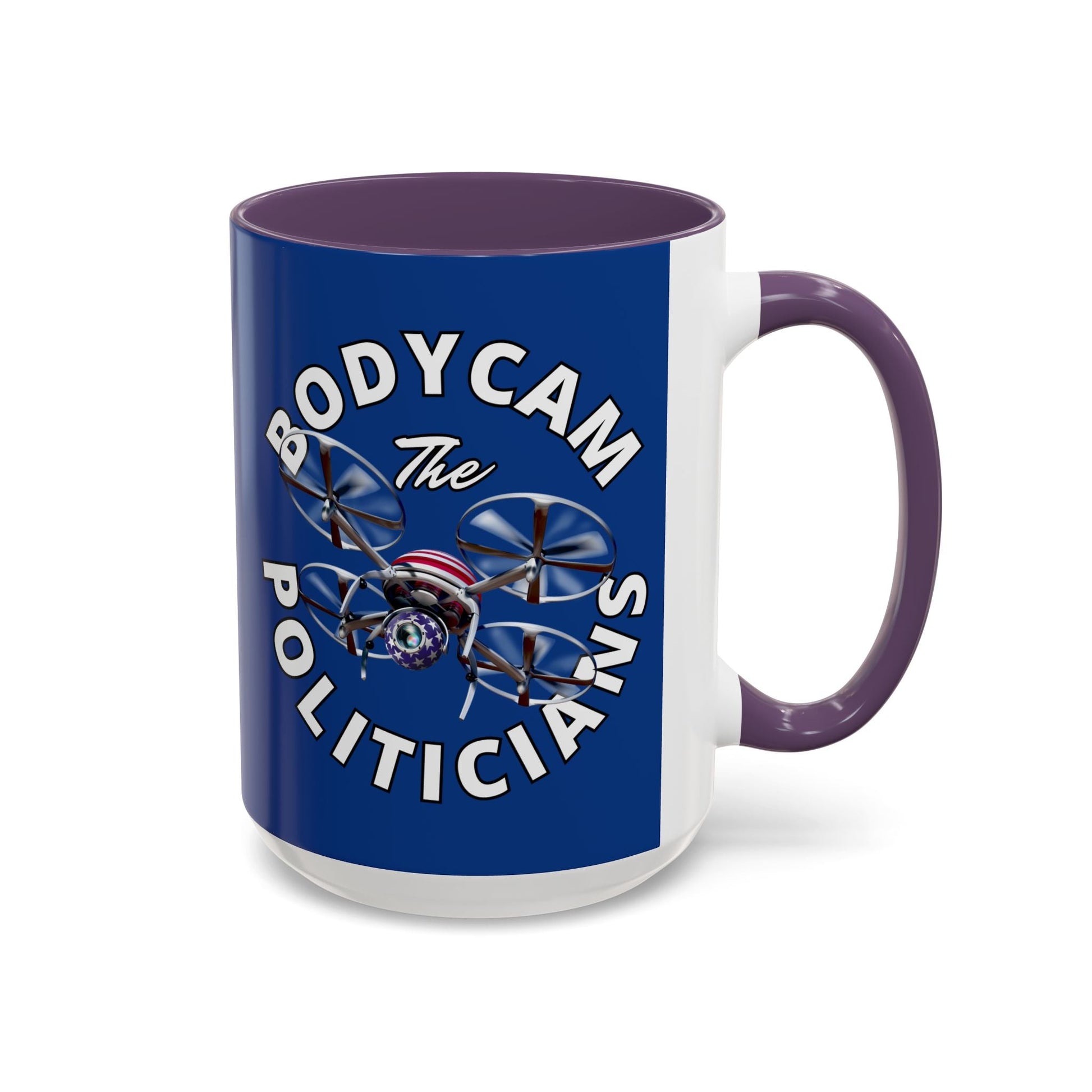 Bodycam the Politicians Drone Blue Accent Mug by cypherpunkgear.com – cypherpunkgear.com | Cypherpunk Merch