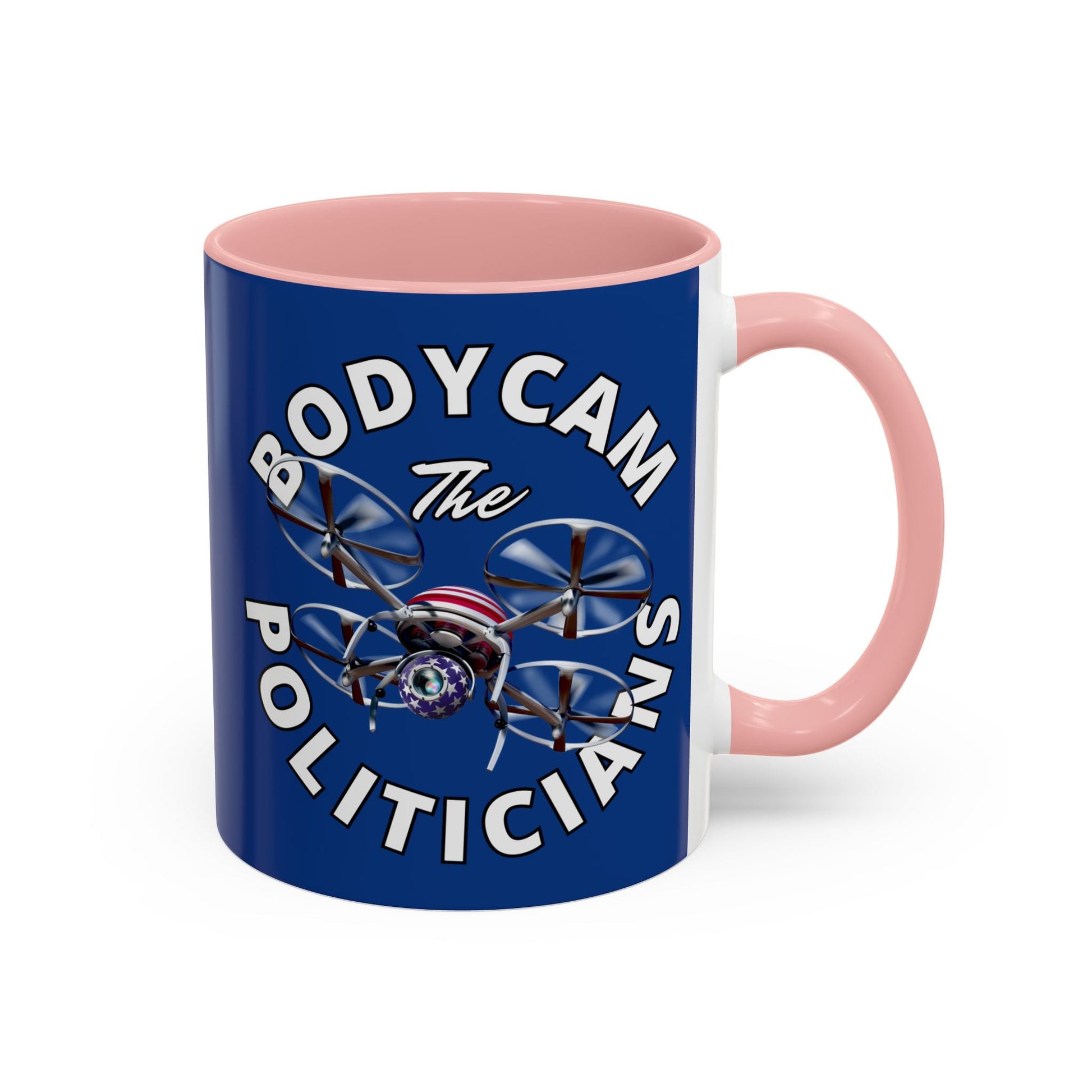 Bodycam the Politicians Drone Blue Accent Mug by cypherpunkgear.com – cypherpunkgear.com | Cypherpunk Merch