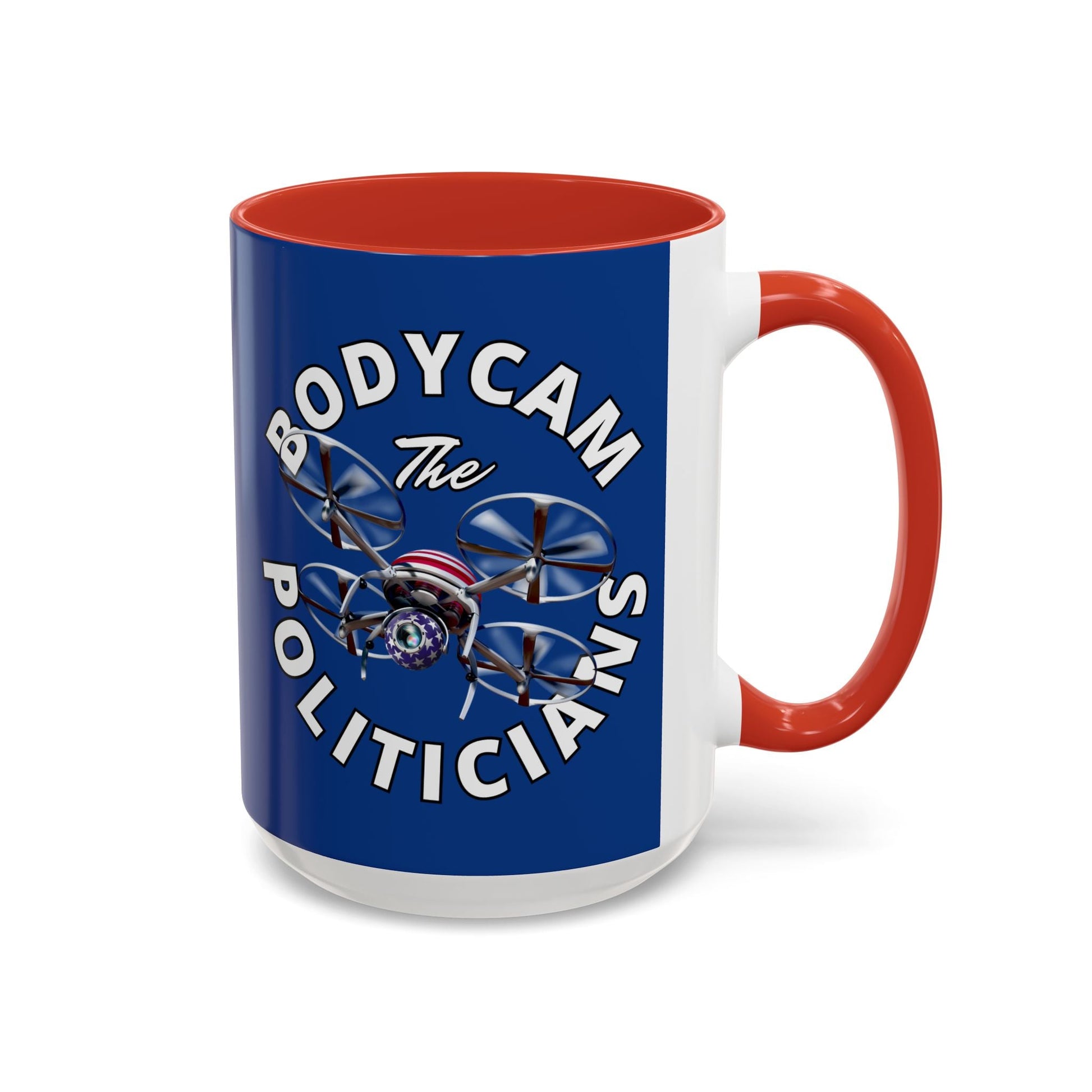 Bodycam the Politicians Drone Blue Accent Mug by cypherpunkgear.com – cypherpunkgear.com | Cypherpunk Merch