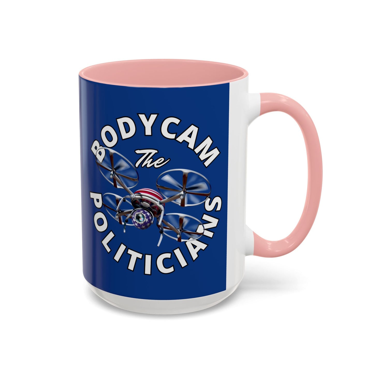 Bodycam the Politicians Drone Blue Accent Mug by cypherpunkgear.com – cypherpunkgear.com | Cypherpunk Merch