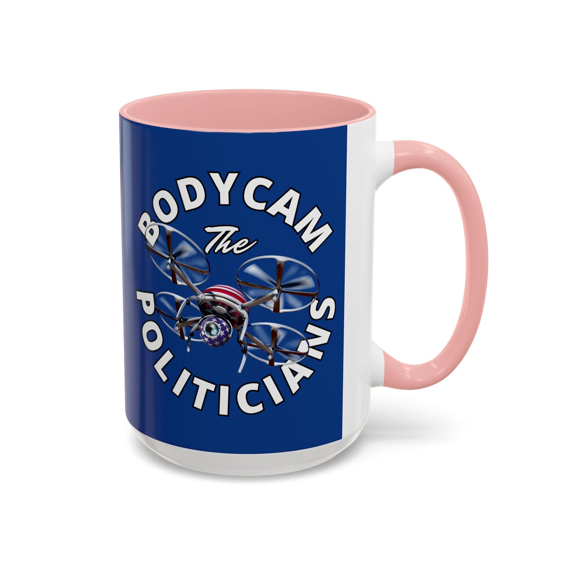 Bodycam the Politicians Drone Blue Accent Mug by cypherpunkgear.com – cypherpunkgear.com | Cypherpunk Merch