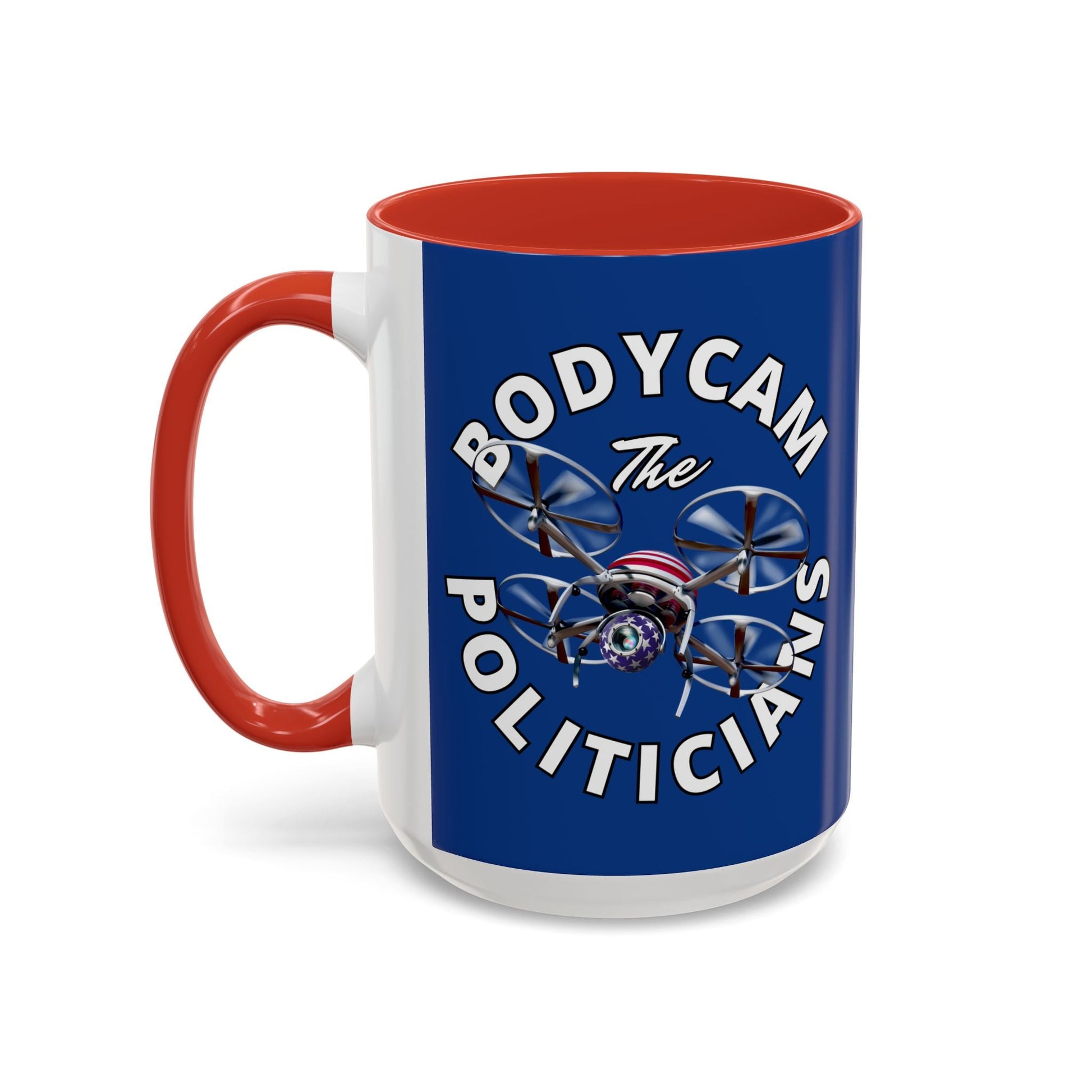 Bodycam the Politicians Drone Blue Accent Mug by cypherpunkgear.com – cypherpunkgear.com | Cypherpunk Merch