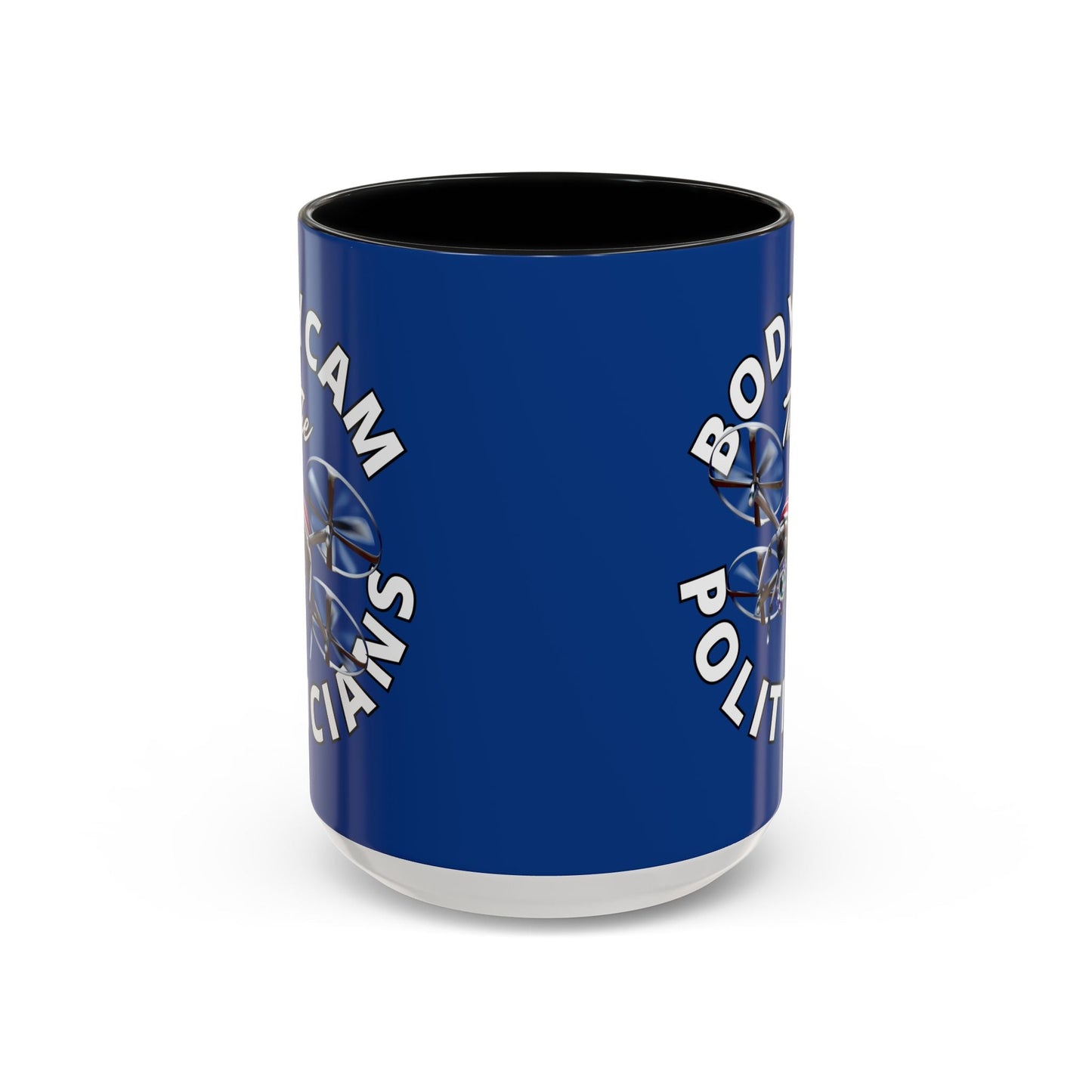 Bodycam the Politicians Drone Blue Accent Mug by cypherpunkgear.com – cypherpunkgear.com | Cypherpunk Merch
