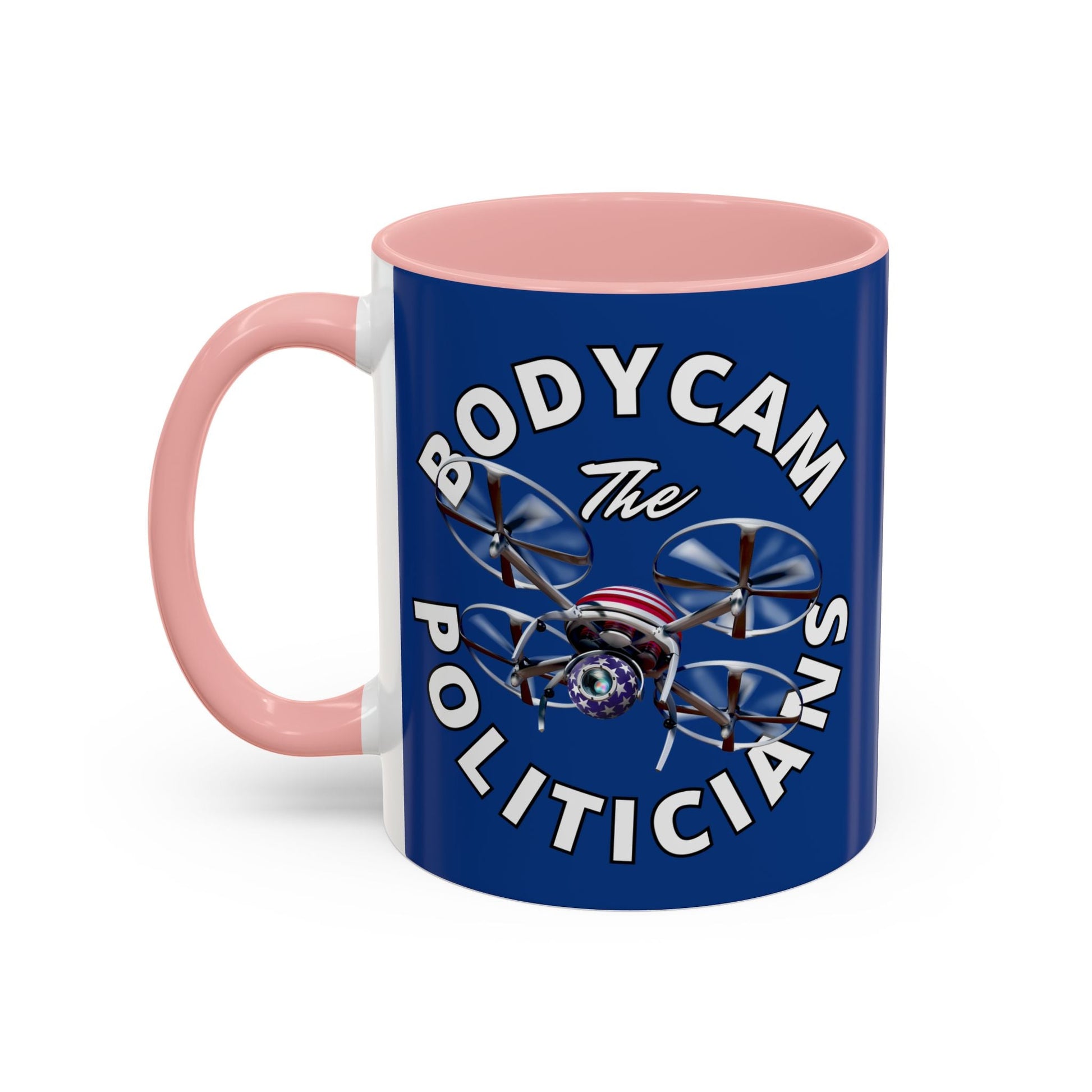 Bodycam the Politicians Drone Blue Accent Mug by cypherpunkgear.com – cypherpunkgear.com | Cypherpunk Merch