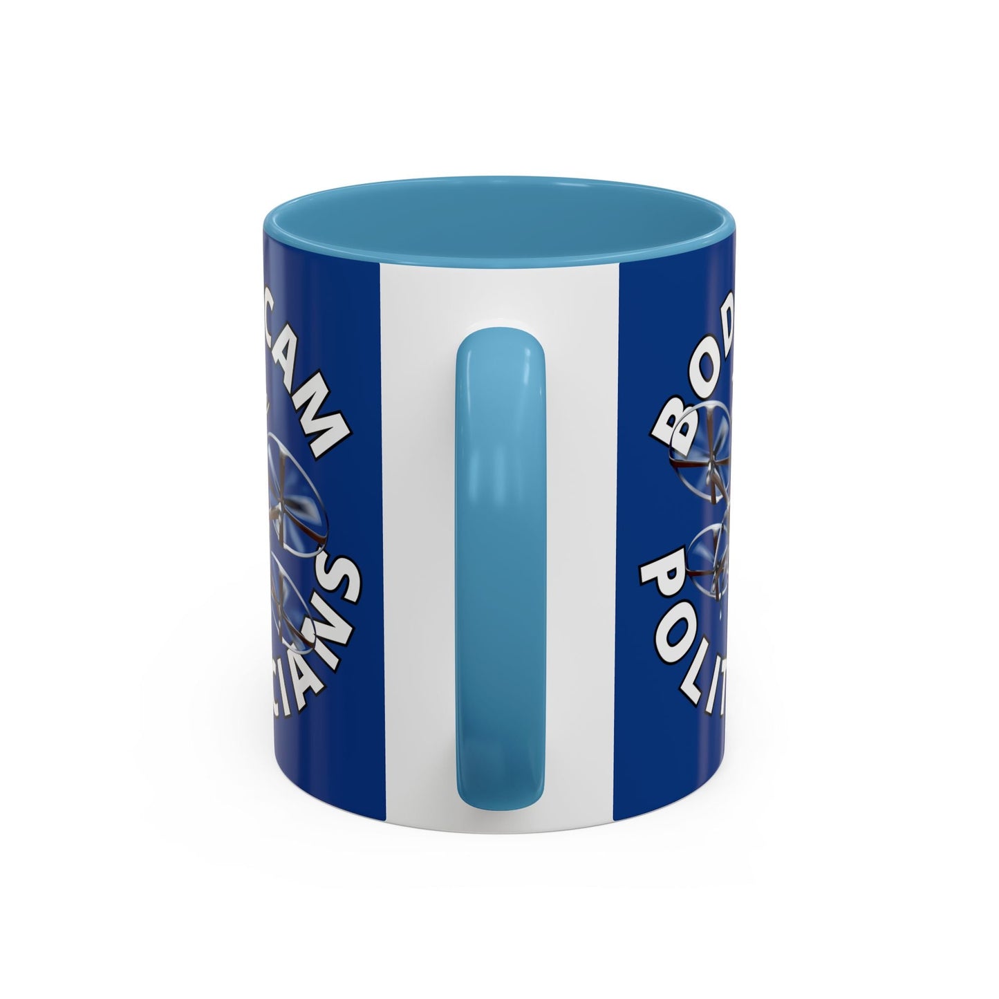 Bodycam the Politicians Drone Blue Accent Mug by cypherpunkgear.com – cypherpunkgear.com | Cypherpunk Merch