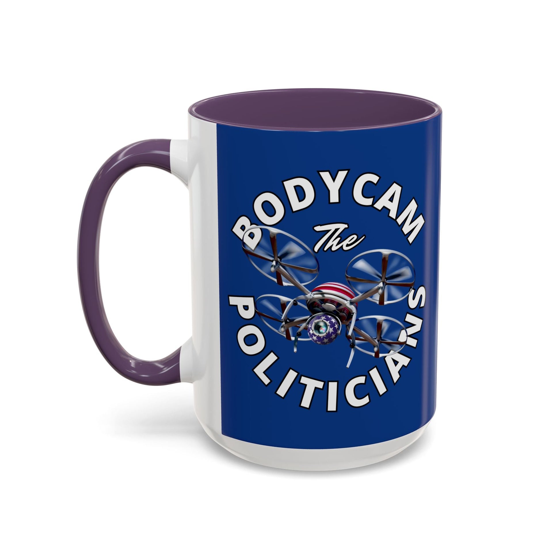 Bodycam the Politicians Drone Blue Accent Mug by cypherpunkgear.com – cypherpunkgear.com | Cypherpunk Merch