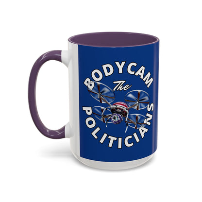 Bodycam the Politicians Drone Blue Accent Mug by cypherpunkgear.com – cypherpunkgear.com | Cypherpunk Merch