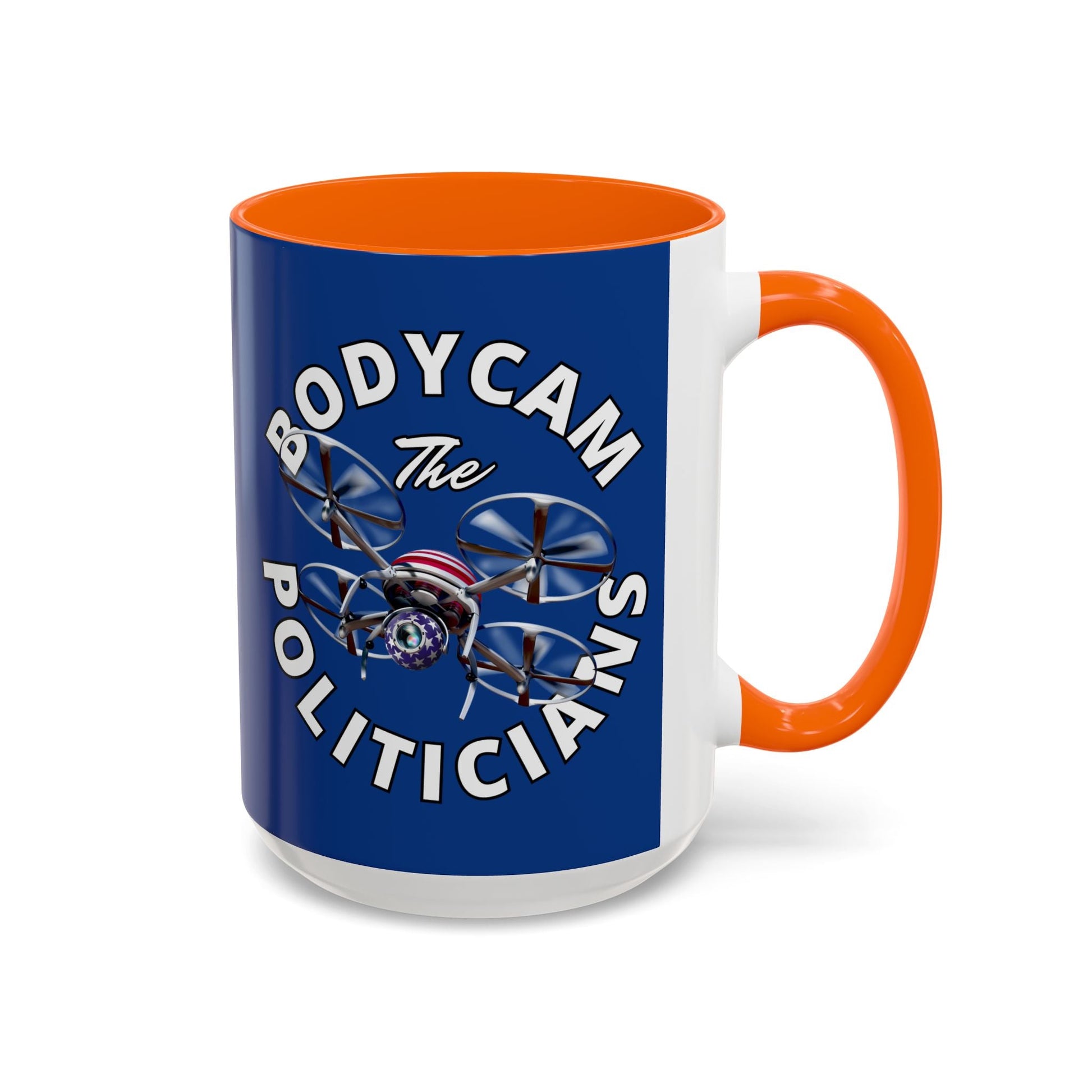 Bodycam the Politicians Drone Blue Accent Mug by cypherpunkgear.com – cypherpunkgear.com | Cypherpunk Merch