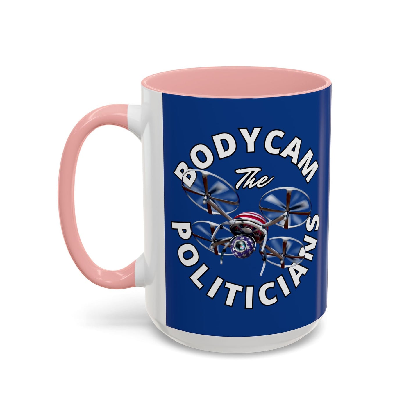 Bodycam the Politicians Drone Blue Accent Mug by cypherpunkgear.com – cypherpunkgear.com | Cypherpunk Merch