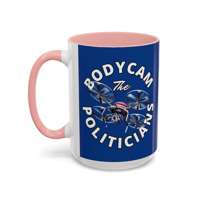 Bodycam the Politicians Drone Blue Accent Mug by cypherpunkgear.com – cypherpunkgear.com | Cypherpunk Merch