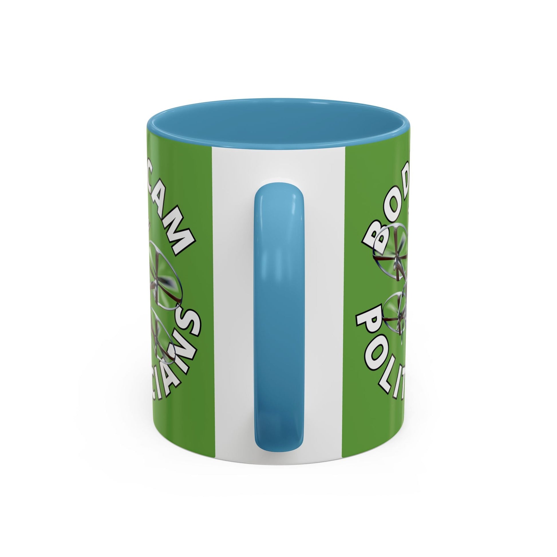 Bodycam the Politicians Drone Green Accent Mug by cypherpunkgear.com – cypherpunkgear.com | Cypherpunk Merch