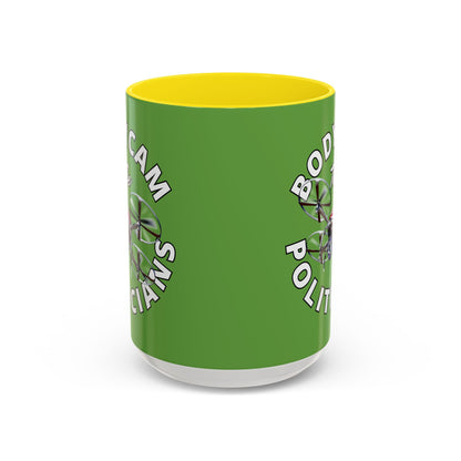 Bodycam the Politicians Drone Green Accent Mug by cypherpunkgear.com – cypherpunkgear.com | Cypherpunk Merch