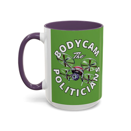 Bodycam the Politicians Drone Green Accent Mug by cypherpunkgear.com – cypherpunkgear.com | Cypherpunk Merch