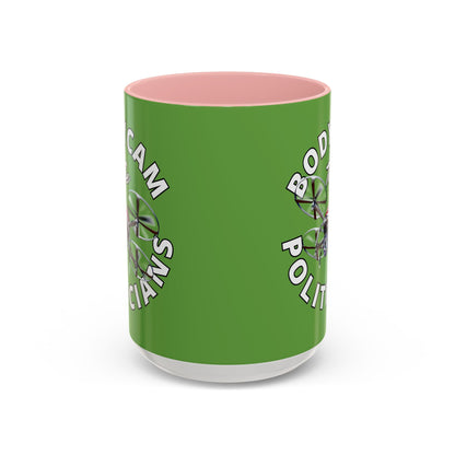 Bodycam the Politicians Drone Green Accent Mug by cypherpunkgear.com – cypherpunkgear.com | Cypherpunk Merch