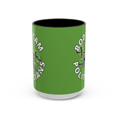 Bodycam the Politicians Drone Green Accent Mug by cypherpunkgear.com – cypherpunkgear.com | Cypherpunk Merch