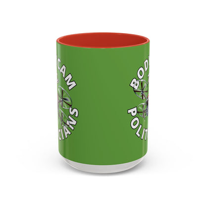 Bodycam the Politicians Drone Green Accent Mug by cypherpunkgear.com – cypherpunkgear.com | Cypherpunk Merch