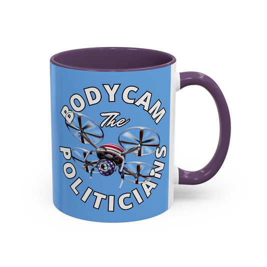 Bodycam the Politicians Drone Light Blue Accent Mug by cypherpunkgear.com – cypherpunkgear.com | Cypherpunk Merch