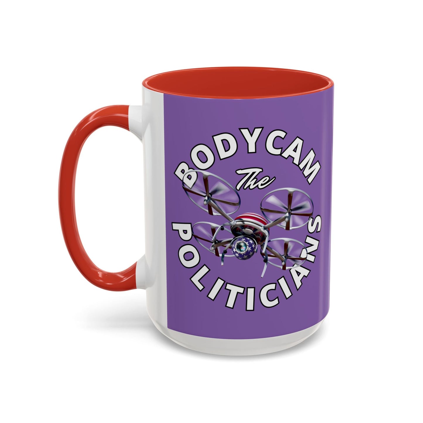 Bodycam the Politicians Drone Light Purple Accent Mug by cypherpunkgear.com – cypherpunkgear.com | Cypherpunk Merch