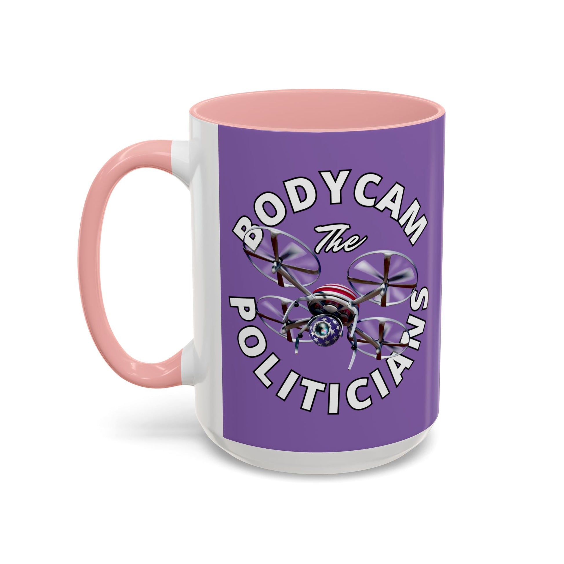 Bodycam the Politicians Drone Light Purple Accent Mug by cypherpunkgear.com – cypherpunkgear.com | Cypherpunk Merch