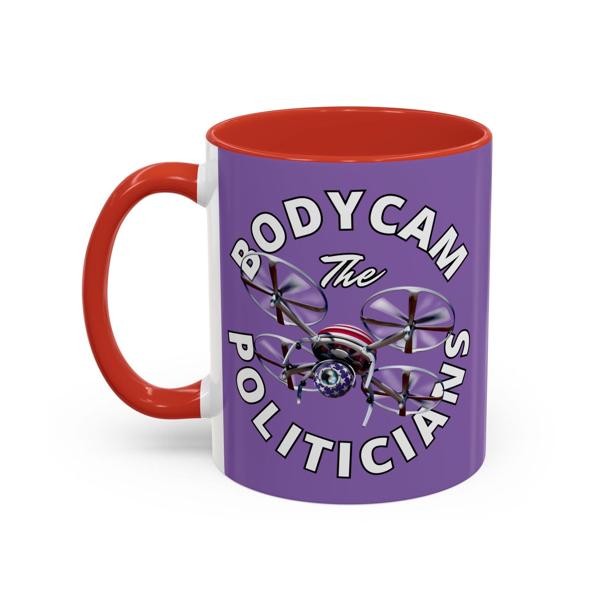 Bodycam the Politicians Drone Light Purple Accent Mug by cypherpunkgear.com – cypherpunkgear.com | Cypherpunk Merch
