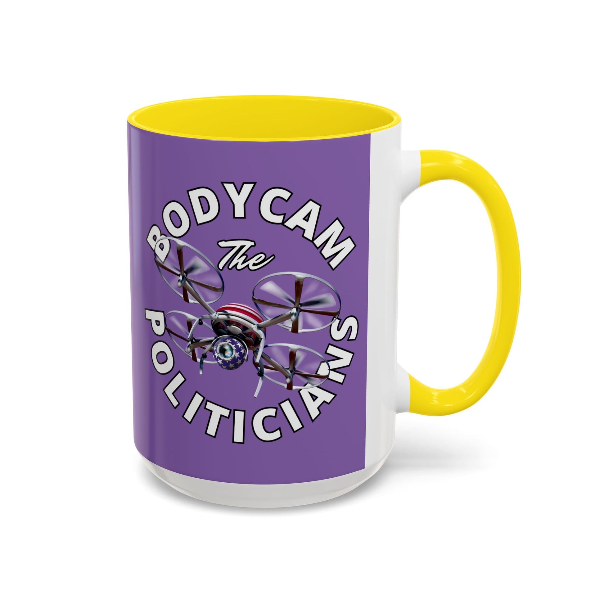 Bodycam the Politicians Drone Light Purple Accent Mug by cypherpunkgear.com – cypherpunkgear.com | Cypherpunk Merch