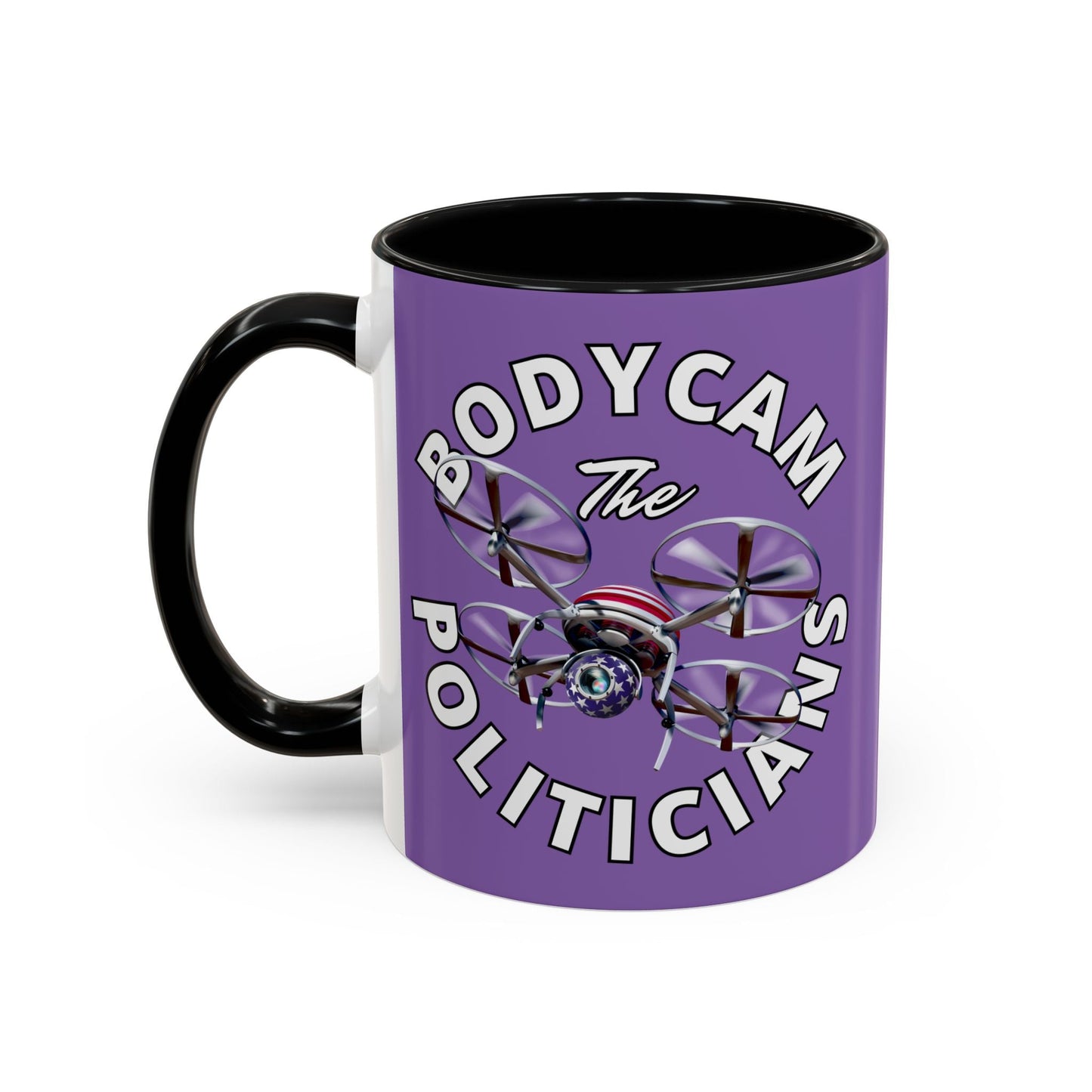 Bodycam the Politicians Drone Light Purple Accent Mug by cypherpunkgear.com – cypherpunkgear.com | Cypherpunk Merch