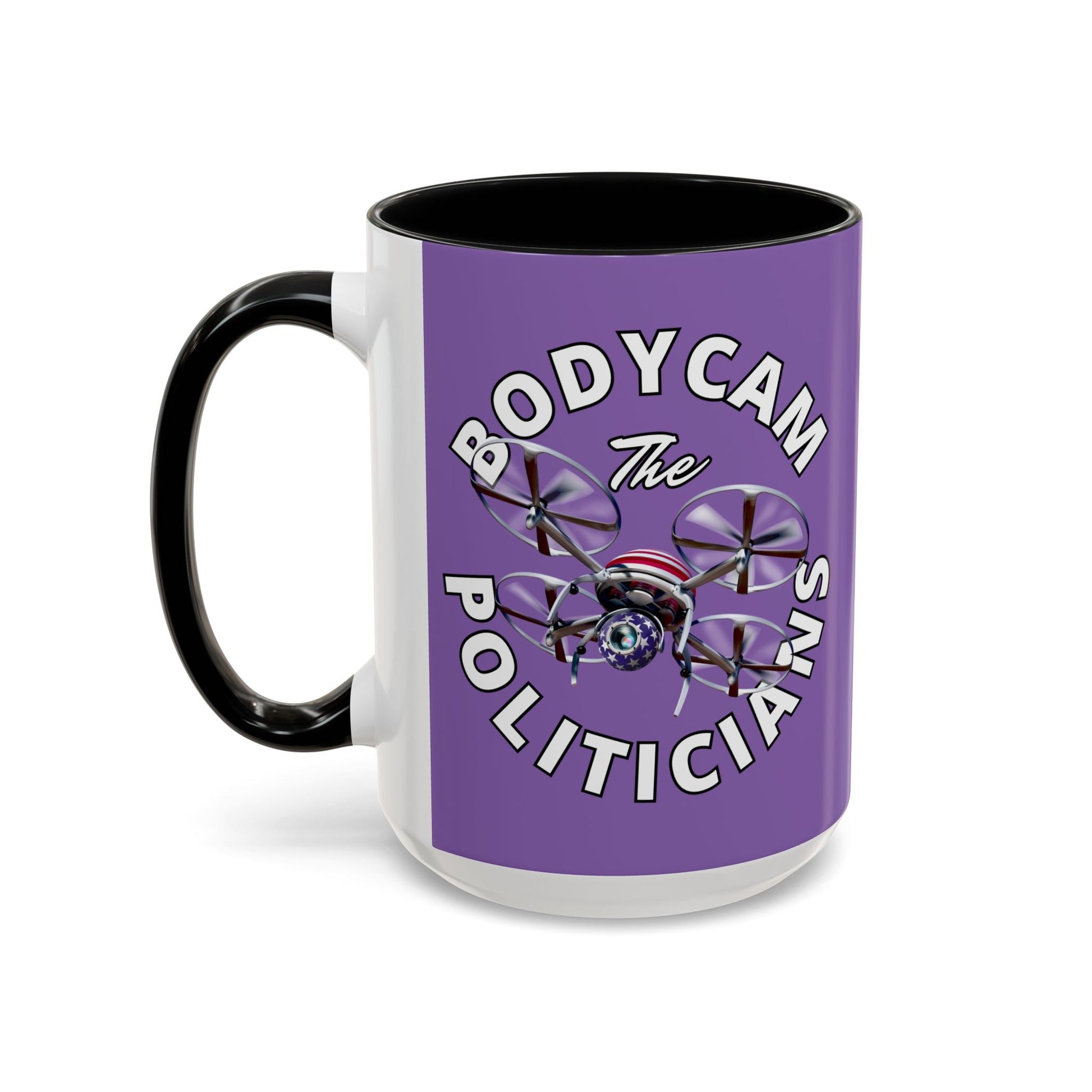 Bodycam the Politicians Drone Light Purple Accent Mug by cypherpunkgear.com – cypherpunkgear.com | Cypherpunk Merch