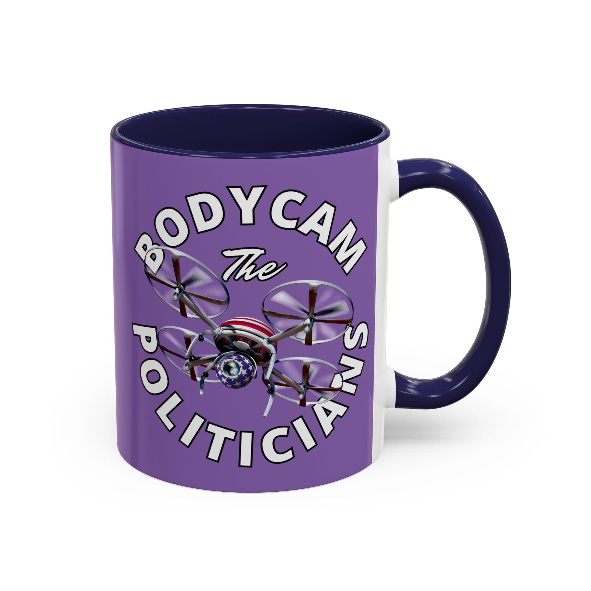 Bodycam the Politicians Drone Light Purple Accent Mug by cypherpunkgear.com – cypherpunkgear.com | Cypherpunk Merch