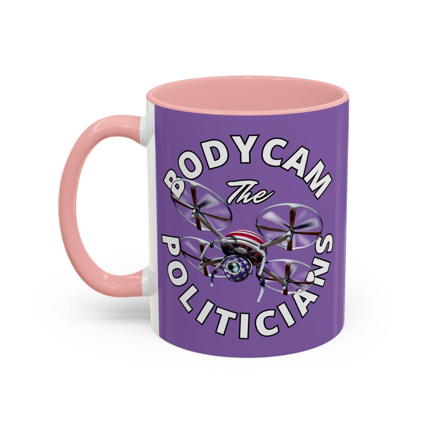 Bodycam the Politicians Drone Light Purple Accent Mug by cypherpunkgear.com – cypherpunkgear.com | Cypherpunk Merch