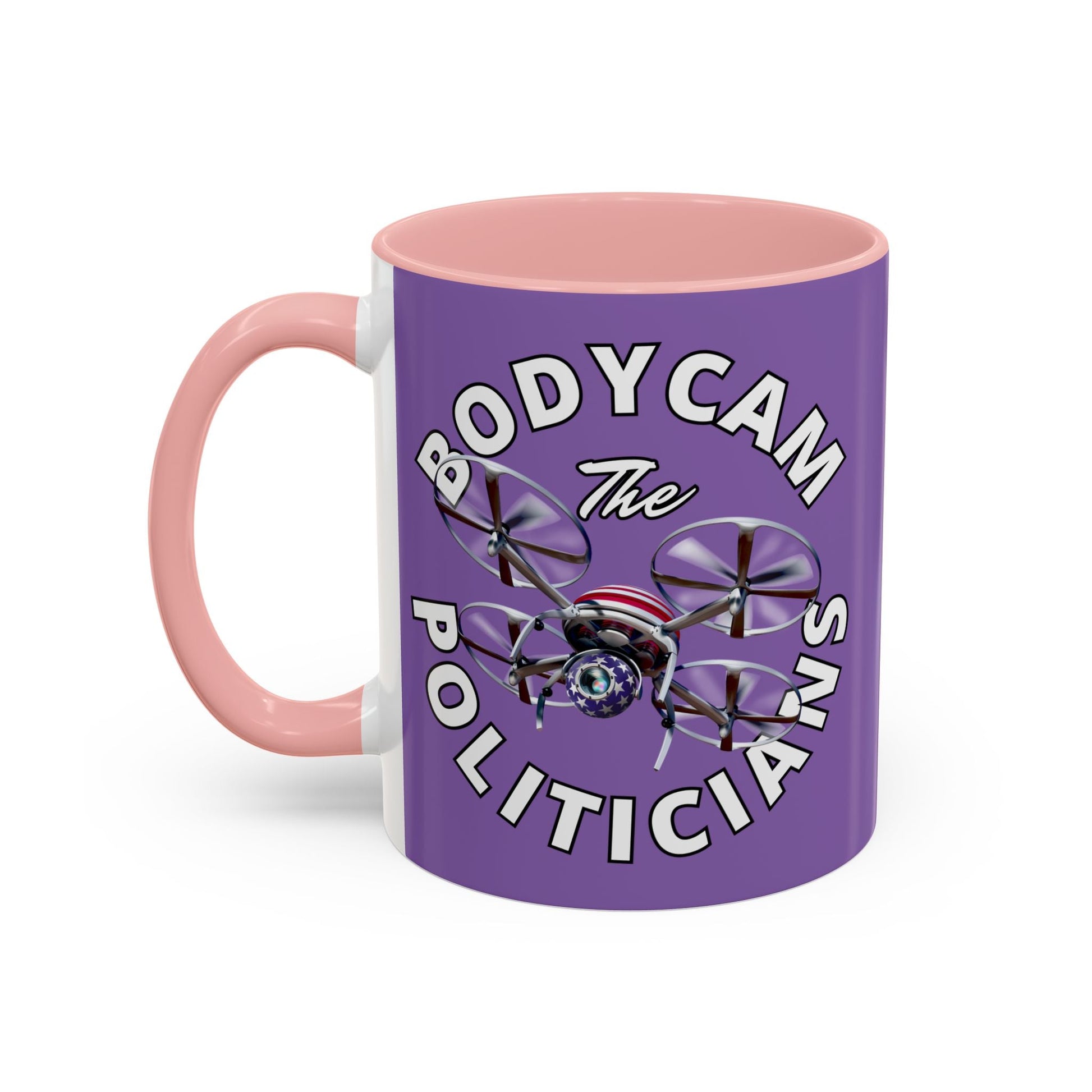 Bodycam the Politicians Drone Light Purple Accent Mug by cypherpunkgear.com – cypherpunkgear.com | Cypherpunk Merch