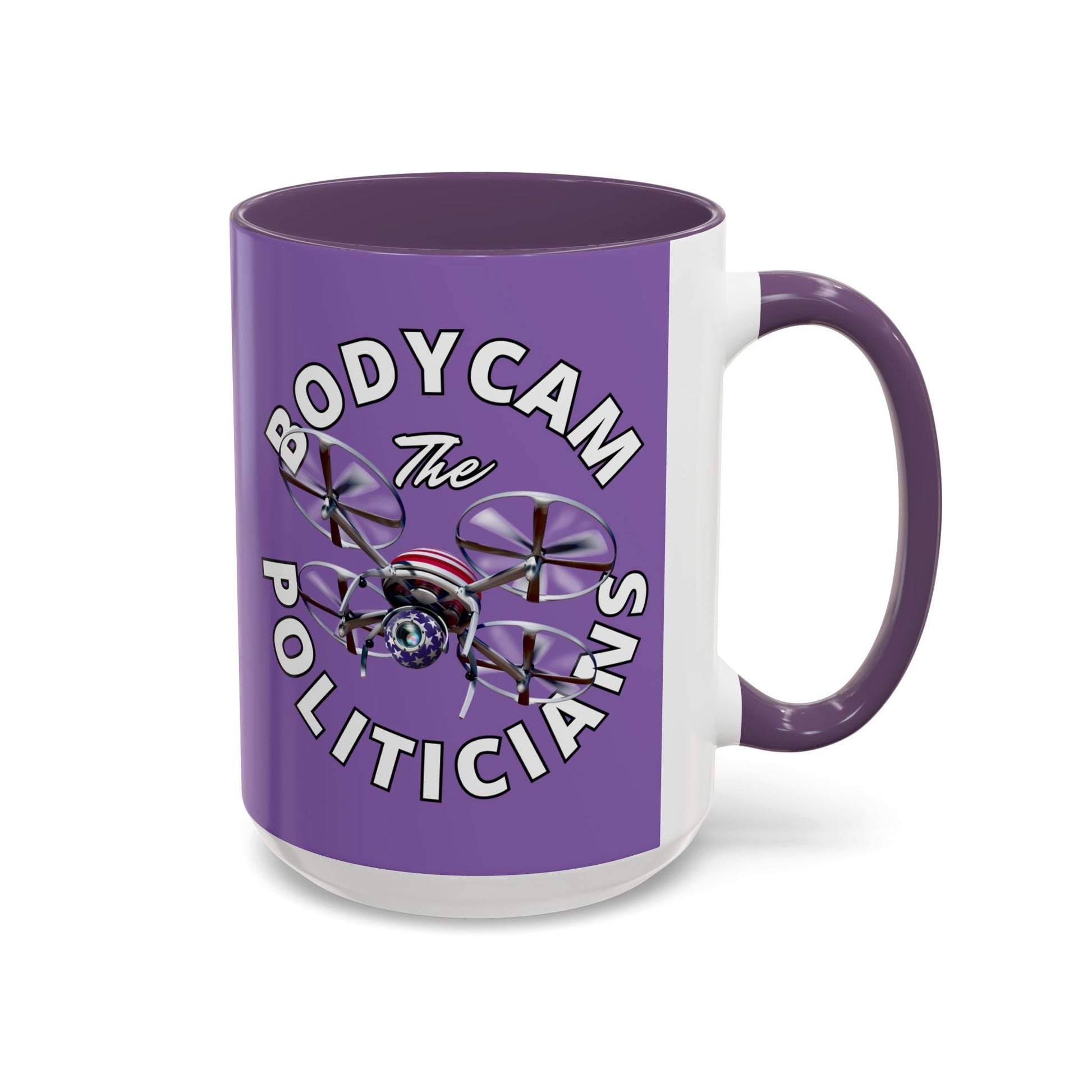 Bodycam the Politicians Drone Light Purple Accent Mug by cypherpunkgear.com – cypherpunkgear.com | Cypherpunk Merch