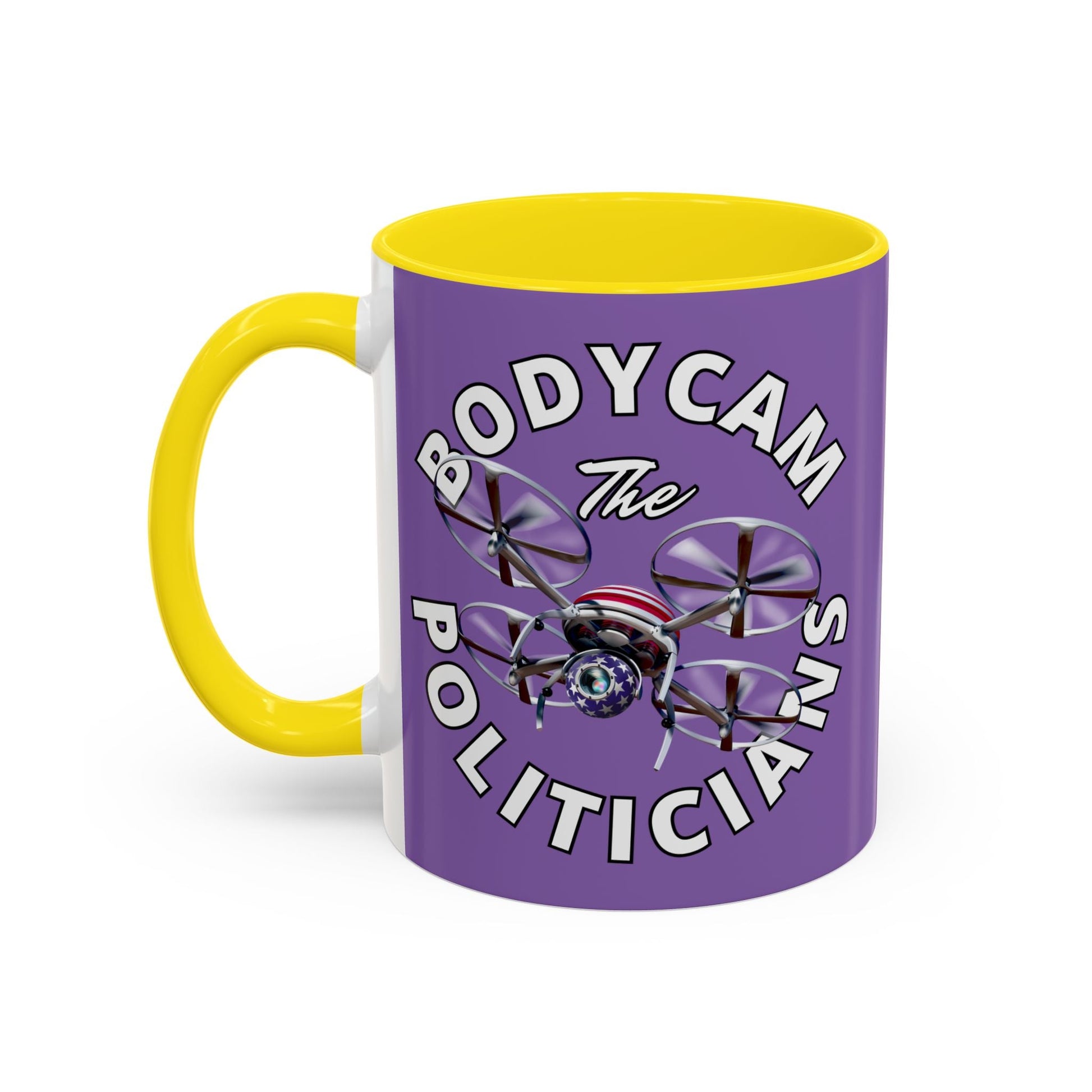 Bodycam the Politicians Drone Light Purple Accent Mug by cypherpunkgear.com – cypherpunkgear.com | Cypherpunk Merch