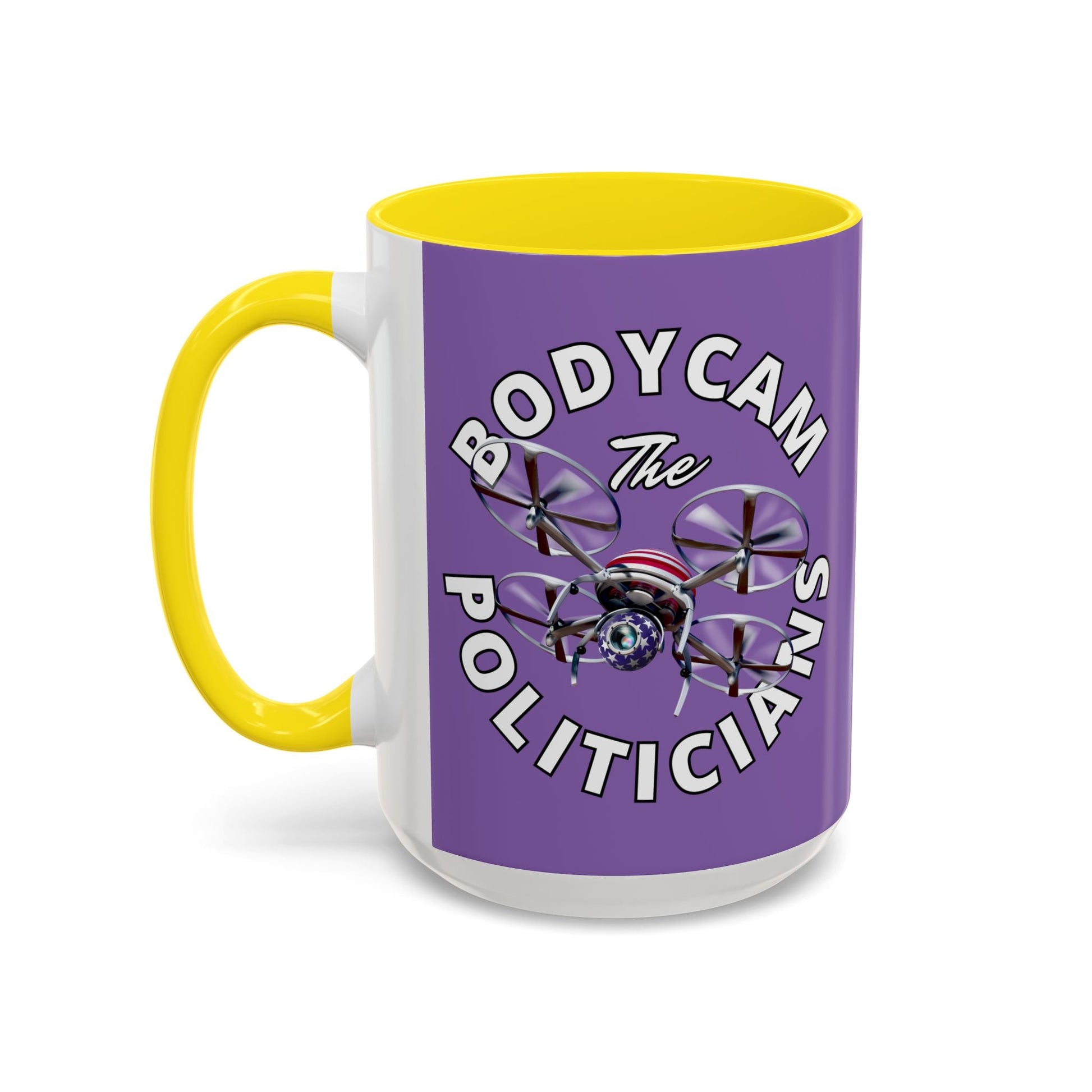 Bodycam the Politicians Drone Light Purple Accent Mug by cypherpunkgear.com – cypherpunkgear.com | Cypherpunk Merch