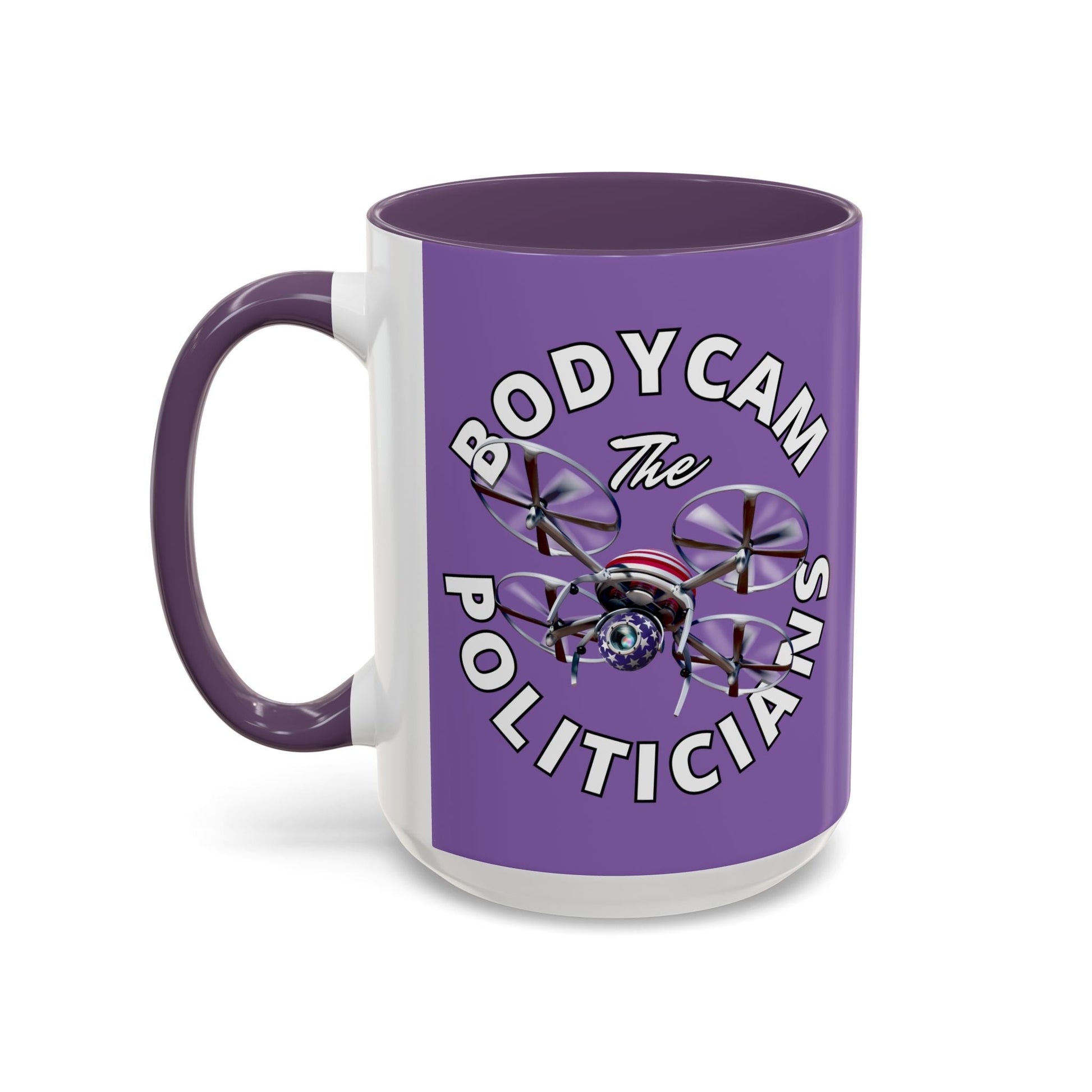 Bodycam the Politicians Drone Light Purple Accent Mug by cypherpunkgear.com – cypherpunkgear.com | Cypherpunk Merch